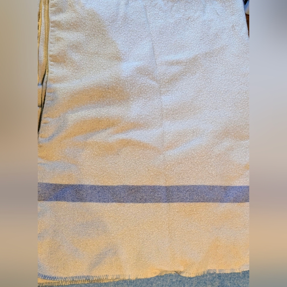 Beige and Blue Striped Blanket